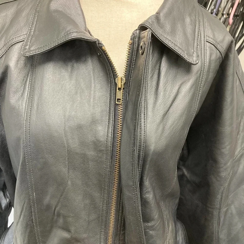 Wilda genuine leather belted jacket